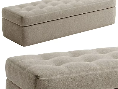 Elegant Modern Beige Upholstered Chaise Lounge with Tufted Button Design 3d model