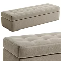 Elegant Modern Beige Upholstered Chaise Lounge with Tufted Button Design 3d model