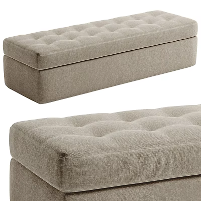 Elegant Modern Beige Upholstered Chaise Lounge with Tufted Button Design 3d model