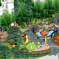 Enchanting Fairy Tale Garden With Castle Forest Mushrooms Slide And Pumpkin Decorations
