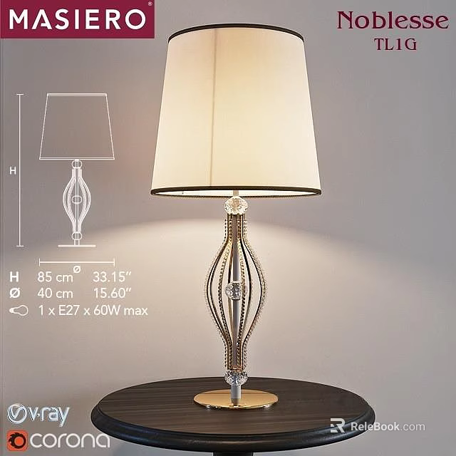 Elegant Table Lamp With Woven Metal Base Shade 85cm Height 40cm Width E27 60W Max 3d model