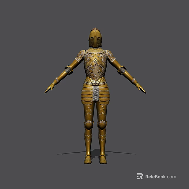 Game Movie Character Medieval Knight With Golden Detailed Armor Design 3d model 