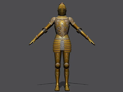 Game Movie Character Medieval Knight With Golden Detailed Armor Design 3d model