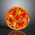 Freshly Baked Pizza With Tomato Sauce Mozzarella Olives And Basil Toppings