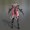 Game Character In Black And Red Spiked Armor With Leather Boots And Combat Stance