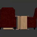 Red Leather Sofa and Armchairs with Wooden Coffee Table Furniture Set
