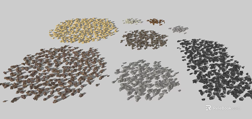 Natural Stone and Wood Materials with Various Types for Construction Use 3d model