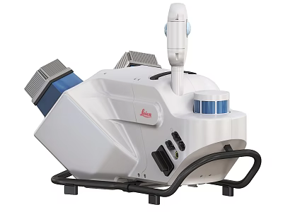 Advanced Industrial Equipment With White Body Blue Components Handle Probe And Stable Base Stand 3d model