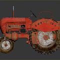Vintage Red Tractor With Muddy Wheels Classic Metal Body Design