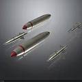 Space Rockets And Spacecraft Models With Silver Bodies And Red Tips For Exploration