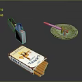 Open Cigarette Pack With Metal Lighter And Glass Ashtray On Surface