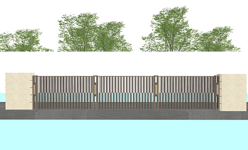 Modern fence landscape fence wrought iron fence 3d model