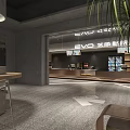 Modern EVO Cinema Lobby Interior With Plants Seating And Reception 3d model