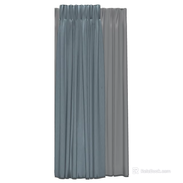 Gray Pleated Soft Fabric Curtains For Modern Home Window Decor And Privacy Design 3d model 