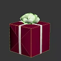 Elegant Red Gift Box With Silver Ribbon And Decorative Bow For Gifting 3d model