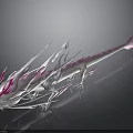 Pink and White Dragon with Pink Horns Tail Elegant Design Decorative Ribbons Black Background Reflection