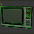 Vintage Retro Television Electronic Appliance With Wooden Frame Control Knobs And Green Screen