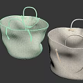 Two Woven Storage Baskets with Natural Material Handles and Simple Modern Design