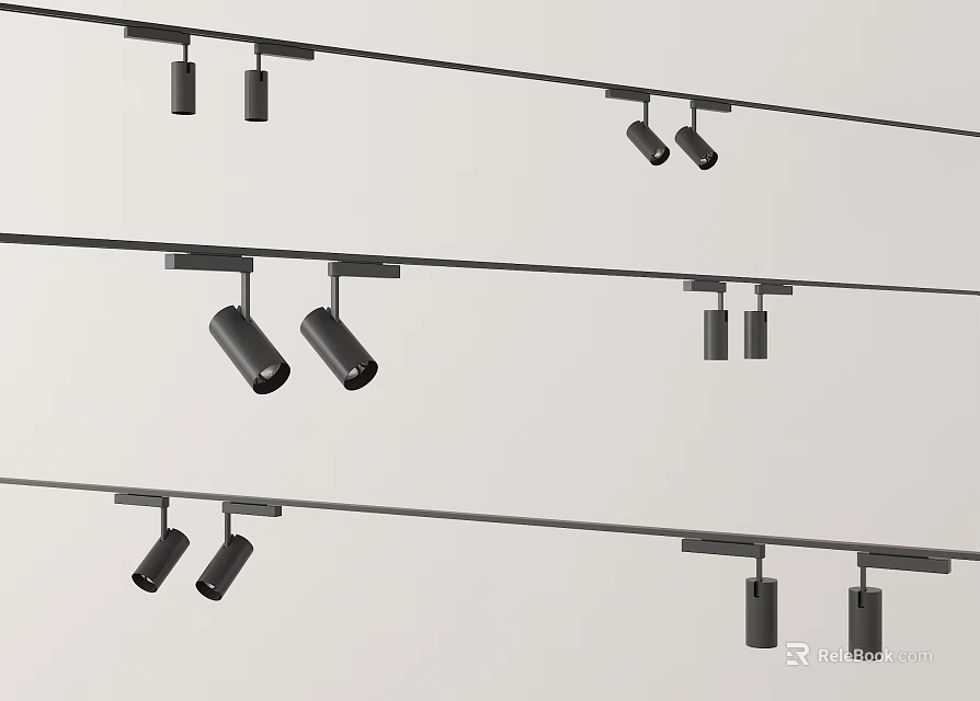 Modern Track Mounted Downlights And Spotlights With Sleek Design For Home Interior Lighting 3d model 