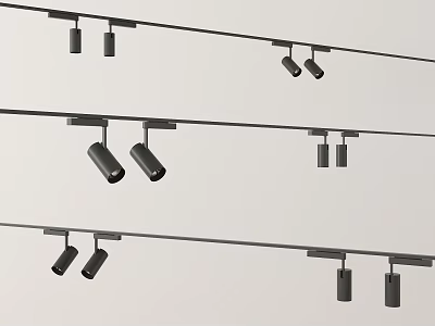 Modern Track Mounted Downlights And Spotlights With Sleek Design For Home Interior Lighting 3d model