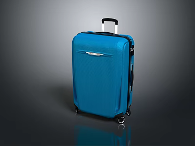 Stylish Blue Suitcase With Telescopic Handle Rolling Wheels And Hard Shell Textured Surface 3d model