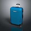 Stylish Blue Suitcase With Telescopic Handle Rolling Wheels And Hard Shell Textured Surface 3d model