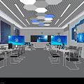 Modern Smart Classroom Interior With Multiple Digital Screens And Tech Equipment