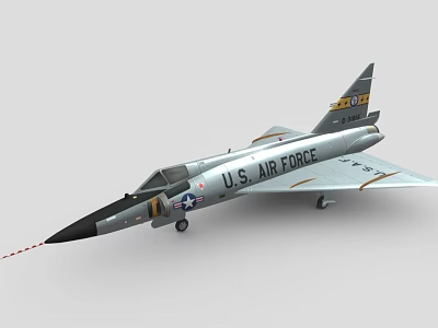 U.S. Air Force Fighter Jet With Silver Body Black Nose And Military Insignia Static Model 3d model
