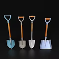 Hardware Tools Shovels Set Of Four With Various Colors And Wooden Handles