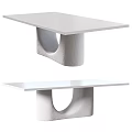 Modern White Minimalist Dining Table With Sleek Smooth Top And Unique Curved Base 3d model