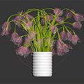 Beautiful Pink Bell Shaped Flowers Arranged In Silver Vase On Dark Background