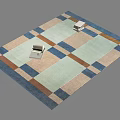 Square Rug With Multicolor Geometric Square Pattern Light Green Brown Blue Beige 3d model
