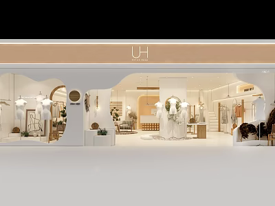 Stylish Clothing Store Interior With Elegant Decor Displayed Clothes And Soft Lighting 3d model
