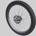 Durable Mountain Bicycle Wheel with Deep Tread Pattern Silver Hub and Steel Spokes 3d model
