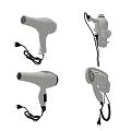 White Hair Dryer Design With Multiple Angles And Power Cord For Daily Household Use