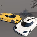 Yellow and Silver Sports Cars with Sleek Modern Aerodynamic Design
