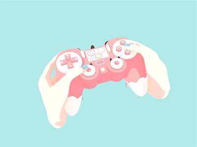 Stylish Pink And White Game Controller For Modern Entertainment Electronics Use 3d model
