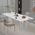 Modern Study Room Interior With White Marble Desk Beige Chairs And Wall Art