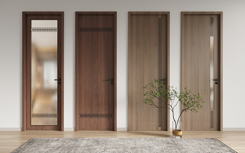 New Chinese Style Flat Door 3d model