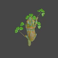 Vibrant Colorful Chameleon Game Movie Character on Branch with Green Leaves