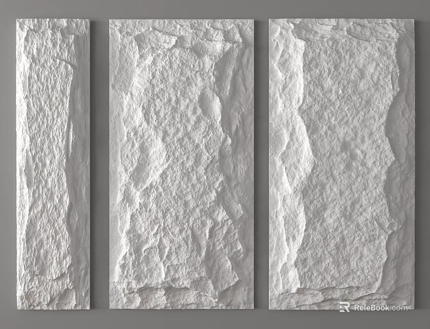 White Textured Background Wall For Interior Decor With Natural Stone Finish 3d model 