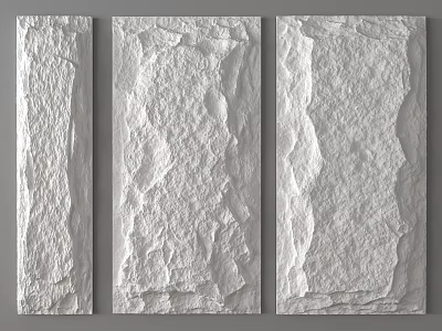 White Textured Background Wall For Interior Decor With Natural Stone Finish 3d model