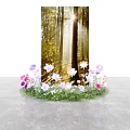 Colorful Flower Arrangement Photo Spot With Forest Backdrop And Soft Lighting Effects