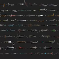 Various Fantasy Weapons Collection Featuring Swords Daggers And Axes With Unique Designs