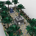Lego Garden Scene With Trees Fence Gazebo Lamp Posts and Benches