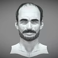 Balding Man With Beard Side View 3D Sculpted Head And Neck In Monochrome