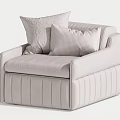 Light Beige Single Sofa With Decorative Pillows And Vertical Ribbed Design