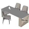 Modern Dining Table Set With Light Gray Chairs And Minimalist Wooden Base Design