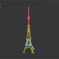 Detailed Eiffel Tower Model With Metallic Structure And Sharp Tower Spire