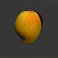 Fresh Ripe Yellow Mango With Green Leaf On Dark Background Showing Reflection